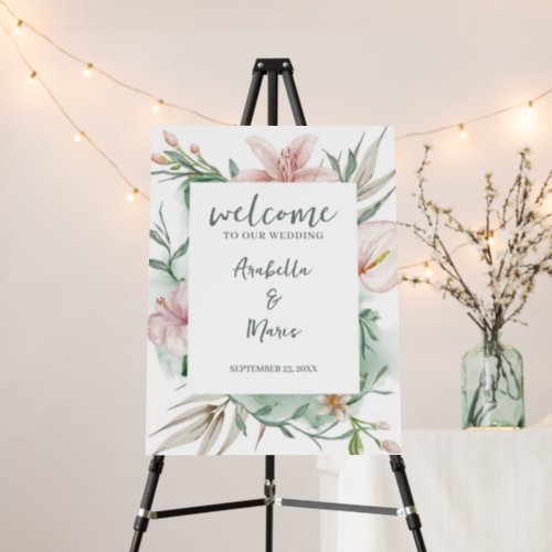 Saint Lucia  Tropical Floral Wedding Welcome Sign