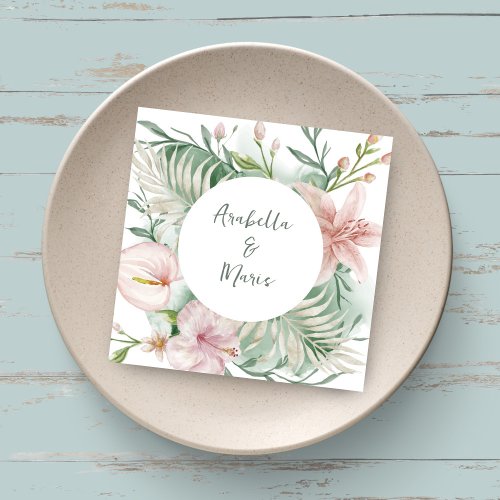 Saint Lucia  Tropical Island Floral Wedding Napkins