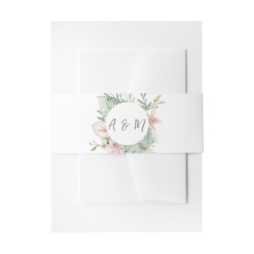 Saint Lucia  Tropical Watercolor Floral Wedding Invitation Belly Band