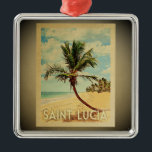 Saint Lucia Vintage Travel Ornament Palm Tree St<br><div class="desc">A cool vintage style Saint Lucia ornament featuring a palm tree on a sandy beach with blue sky and ocean.</div>