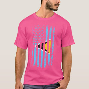 Saint Lucian American Flag Saint Lucian Roots Sain T-Shirt