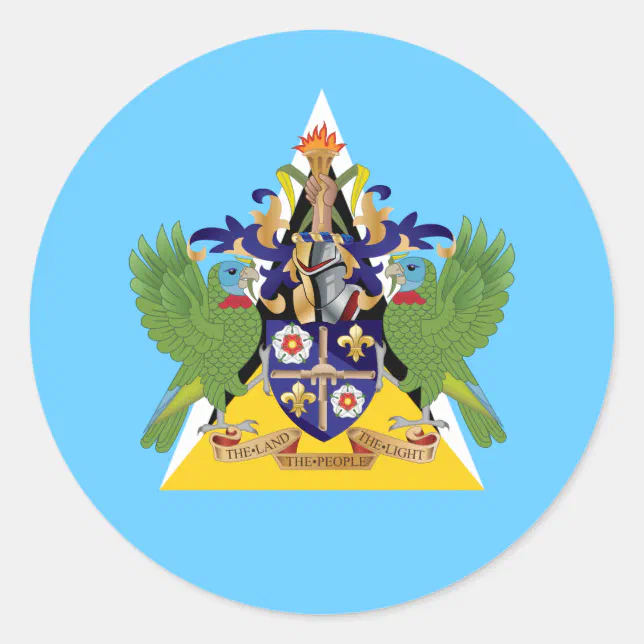 Saint Lucian Flag & Coat of Arms, Saint Lucia Classic Round Sticker