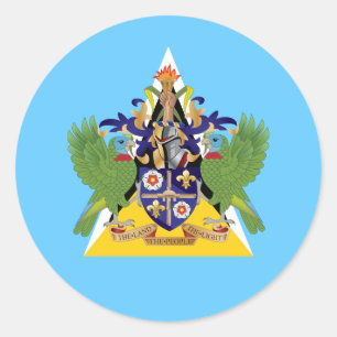 Saint Lucian Flag & Coat of Arms, Saint Lucia Classic Round Sticker