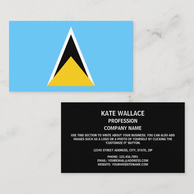 Saint Lucian Flag, Flag of Saint Lucia Business Card (Front/Back)