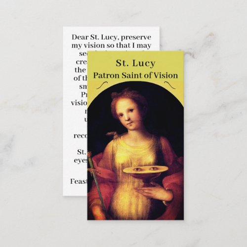 Saint Lucy Customizable Prayer Card
