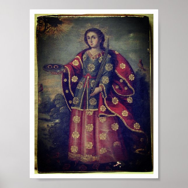 Saint Lucy in the style of Cusco School Poster (Front)