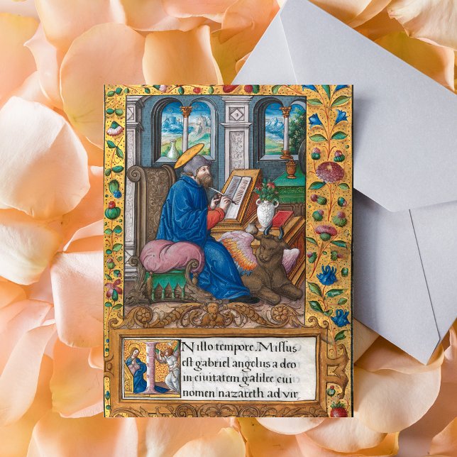 Saint Luke Evangelist Bible Medieval Manuscript Postcard (Saint Luke Evangelist Bible Medieval Manuscript Catholic Christian Postcard)