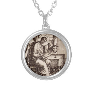 Saint Luke the Evangelist and Apostle Silver Plated Necklace