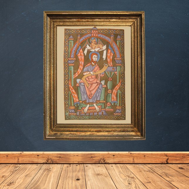 Saint Luke the Evangelist Medieval Christian Bible Poster (Saint Luke the Evangelist - Medieval Catholic Christian Bible Manuscript Poster)