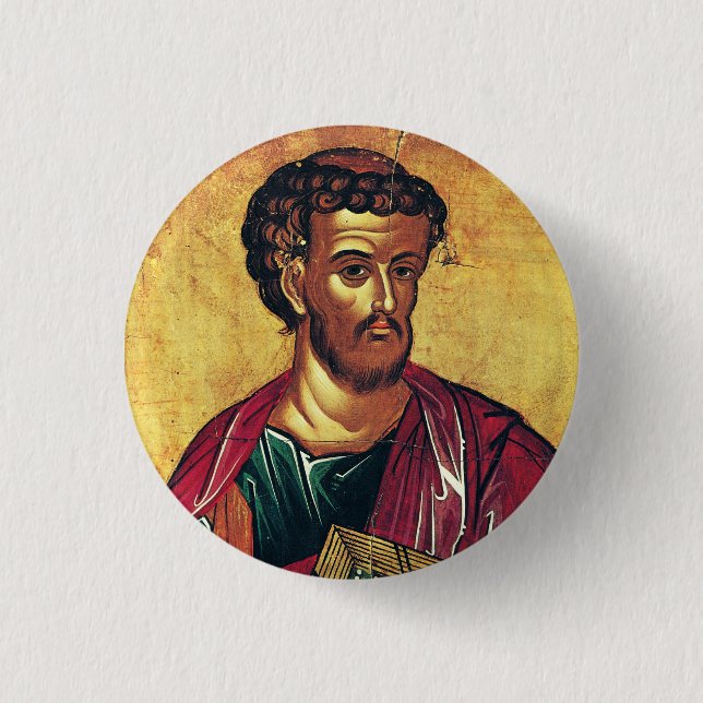 Saint Luke the Evangelist Orthodox icon Button (Front)