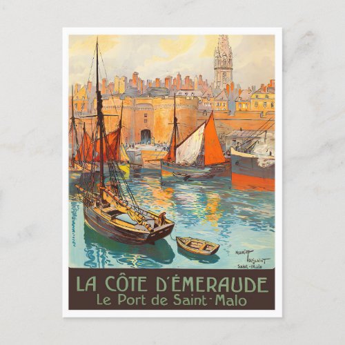 Saint Malo France vintage travel Postcard