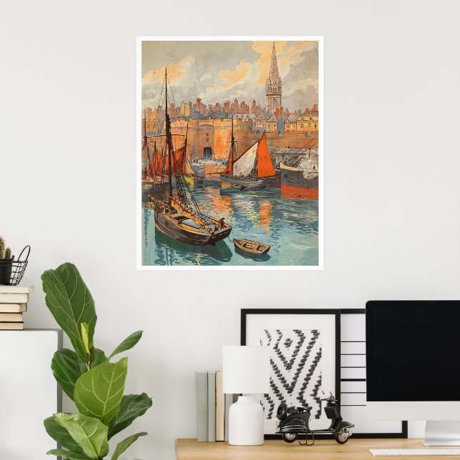 Saint Malo, France, Vintage Travel Poster Art (Home Office)