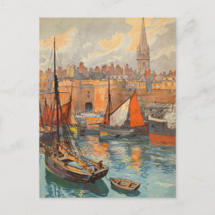 Saint Malo, France, Vintage Travel Poster Art Postcard