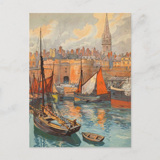 Saint Malo, France, Vintage Travel Poster Art Postcard (Front)