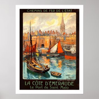 Saint Malo Vintage Travel Poster by peaklander at Zazzle