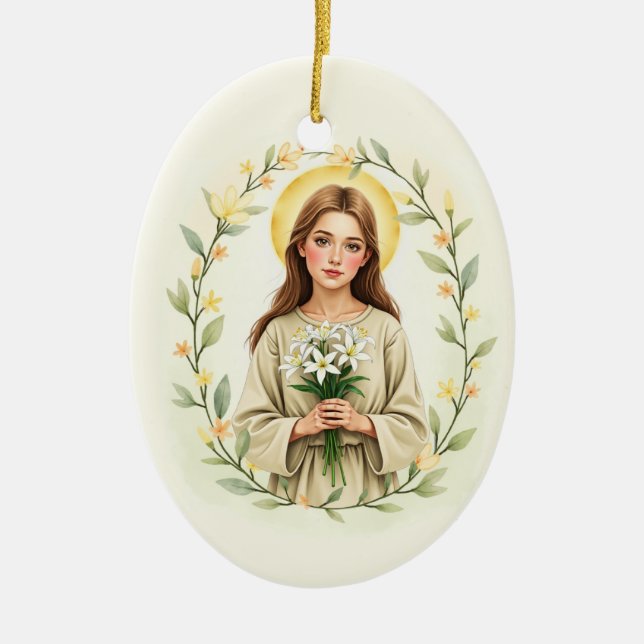 Saint Maria Goretti God's Peace and Blessings Ceramic Ornament (Front)