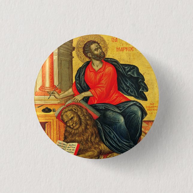 Saint Mark the Evangelist orthodox icon Button (Front)