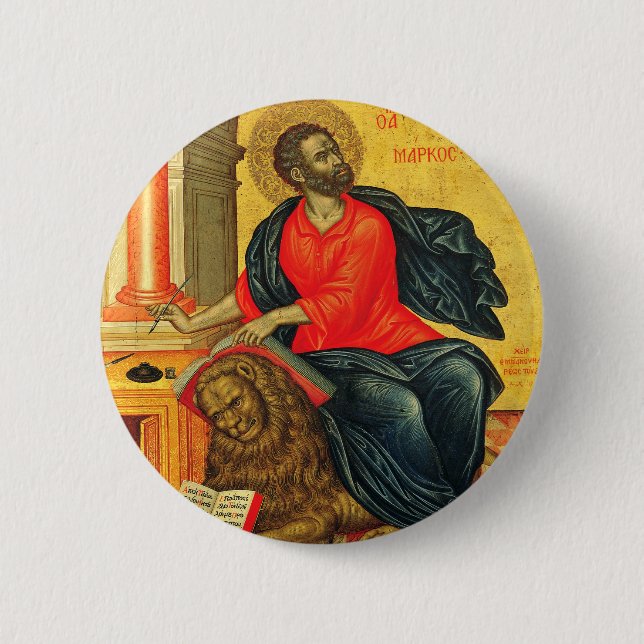 Saint Mark the Evangelist orthodox icon Button (Front)
