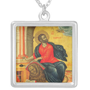 Saint Mark the Evangelist orthodox icon Silver Plated Necklace