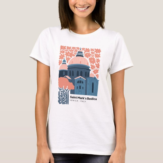 Saint Marks Basilica Venice Italy travel floral T-Shirt (Front)