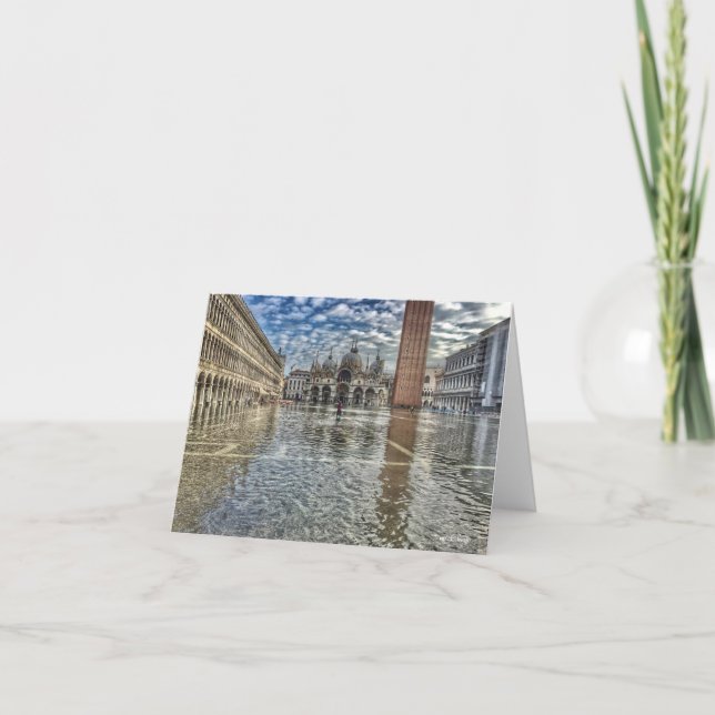 Saint Marks Square flood, venice Letterpress Thank You Card (Front)