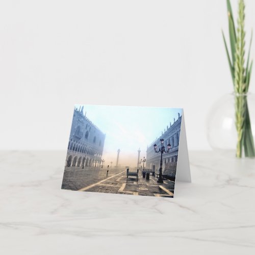Saint Marks Square Venice early morning woman Thank You Card