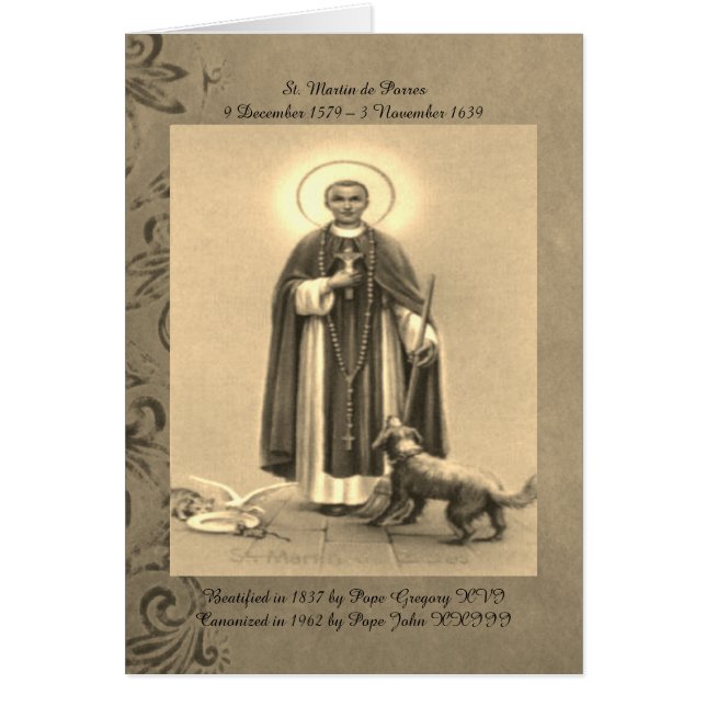 Saint Martin De Porres Prayer Cards (Front)