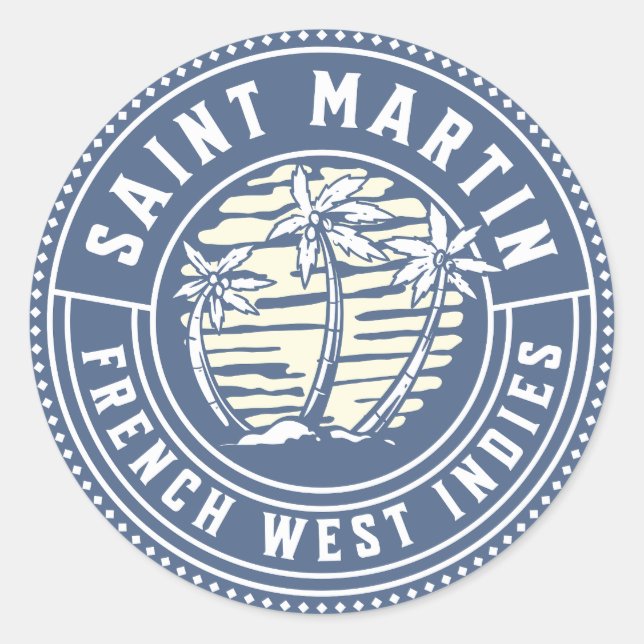Saint Martin French Caribbean Vacation Souvenir Classic Round Sticker (Front)