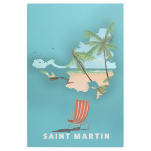 Saint Martin Illustrated map. Gallery Wrap