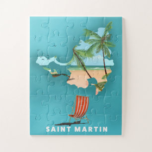 Saint Martin Illustrated map. Jigsaw Puzzle
