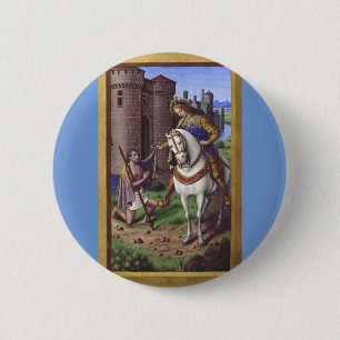 Saint Martin of Tours cutting his cloak in two Button