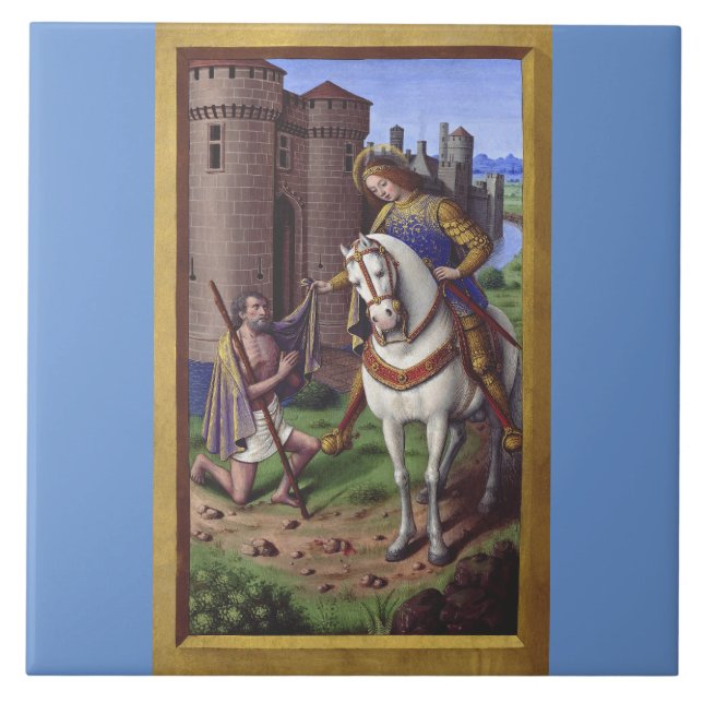 Saint Martin of Tours cutting his cloak in two Ceramic Tile (Front)