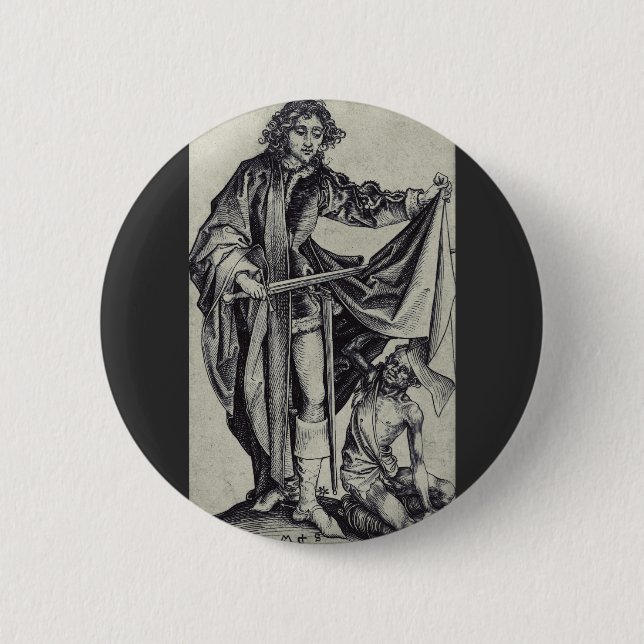 Saint Martin of Tours Engraving Art Button (Front)