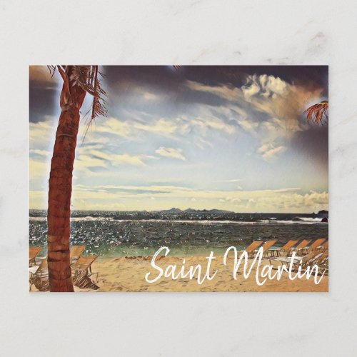 Saint Martin ST Maarten Watercolor Art Postcard