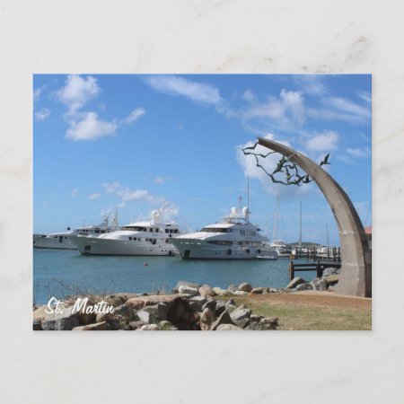 Saint Martin (st. Maarten) Yachts And Coast Photo Postcard