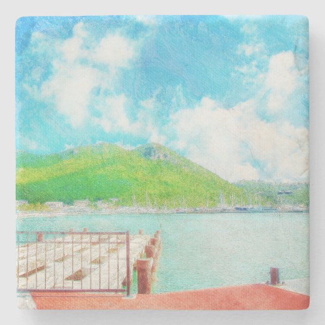 Saint Martin Stone Coaster (Front)