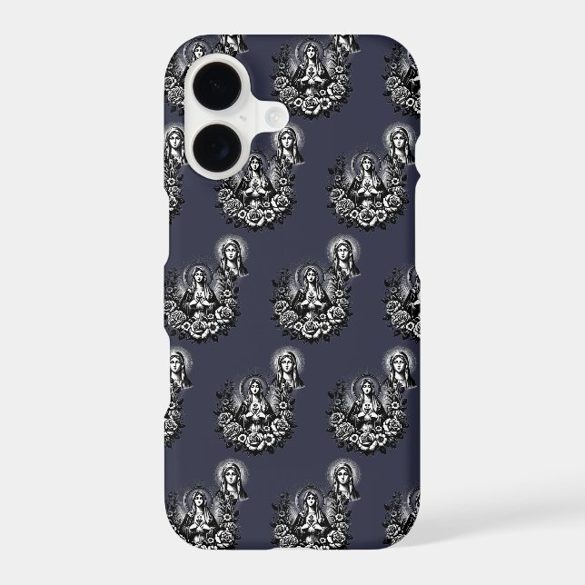 Saint Mary Catholic Christian Rich Deep Charcoal iPhone Case (Back)