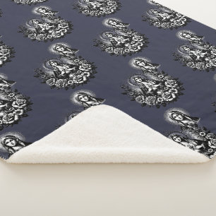 Saint Mary Catholic Christian Rich Deep Charcoal Sherpa Blanket