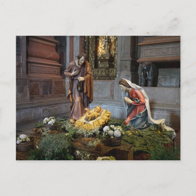 Saint Mary, Jesus and Saint Joseph in Jeronimos Postcard (Front)