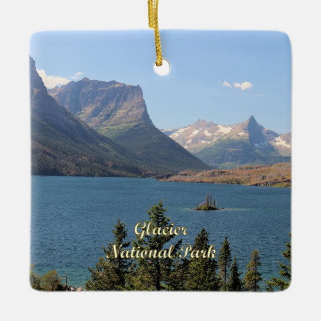 Saint Mary Lake at Glacier National Park Ceramic Ornament (Front)