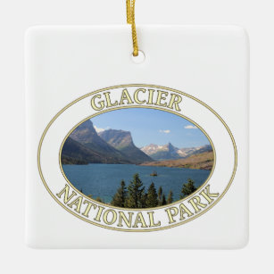 Saint Mary Lake at Glacier National Park in MT Ceramic Ornament