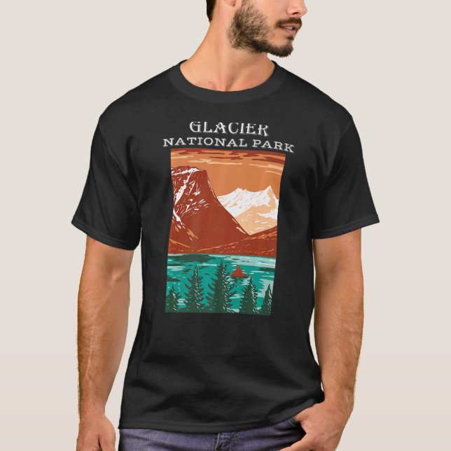 Saint Mary Lake Glacier National Park Montana Camp T-Shirt (Front)