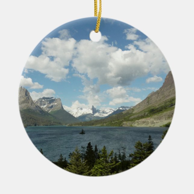 Saint Mary Lake II at Glacier National Park Ceramic Ornament (Front)