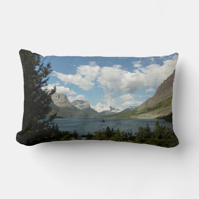 Saint Mary Lake II at Glacier National Park Lumbar Pillow (Front)