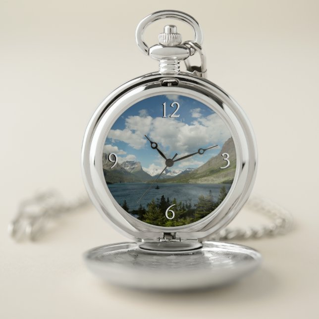 Saint Mary Lake II at Glacier National Park Pocket Watch (Inside)