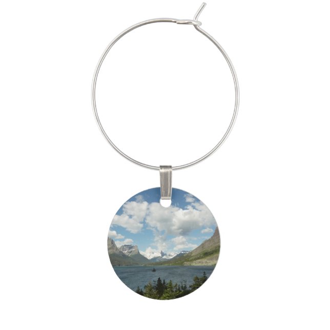 Saint Mary Lake II at Glacier National Park Wine Charm (Front)