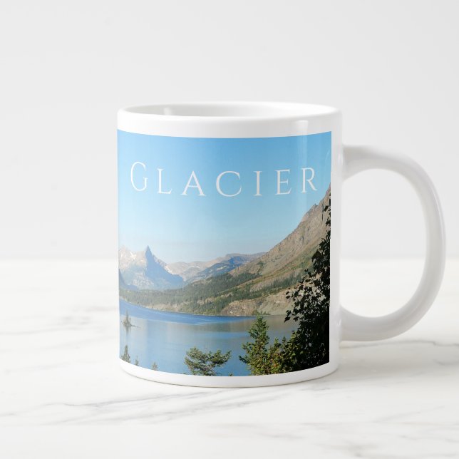 Saint Mary Lake, Mountains, Glacier National Park Giant Coffee Mug (Right)