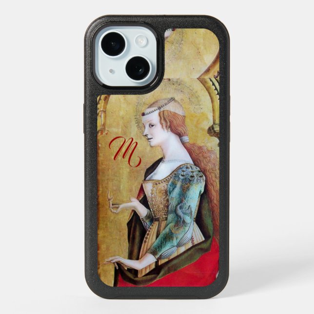 SAINT MARY MAGDALENE 2 MONOGRAM Gold,Red  iPhone 15 Case (Back)