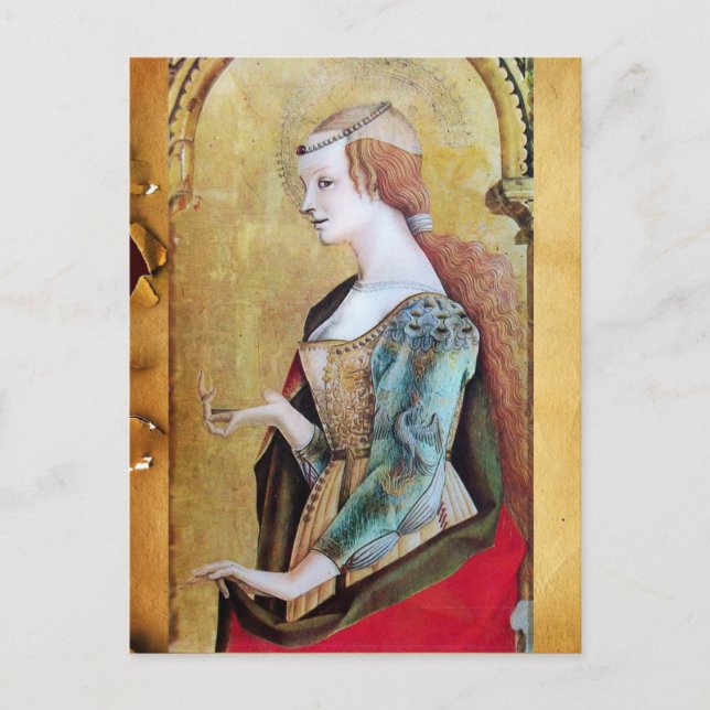 SAINT MARY MAGDALENE 2 Red, Gold,Parchment Postcard (Front)