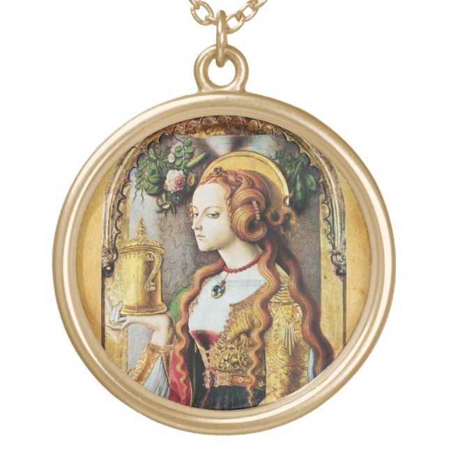 SAINT MARY MAGDALENE GOLD PLATED NECKLACE (Front)